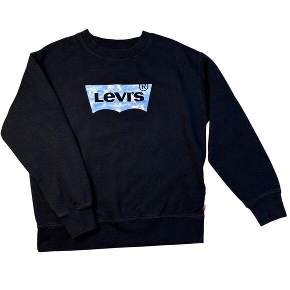 Levi's Sweaters - Levi’s Iconic Logo Sweatshirt Black Blue Batwing Crewneck Pullover Unisex Size M
